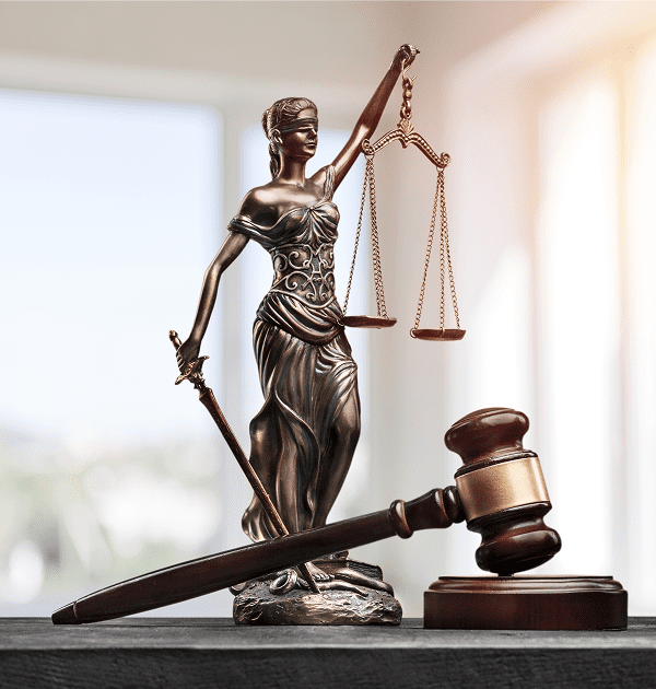 Lady Justice statue with gavel