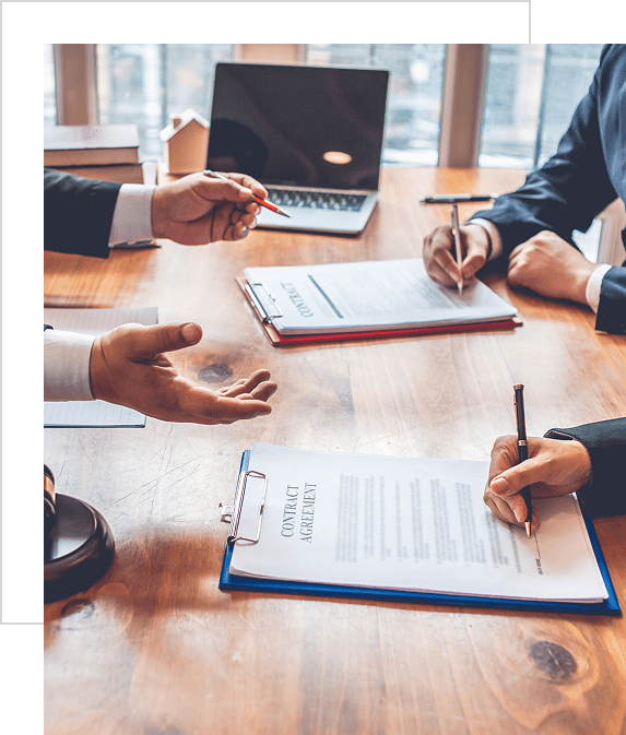 Office negotiation with paperwork