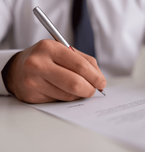 Hand writing on a document