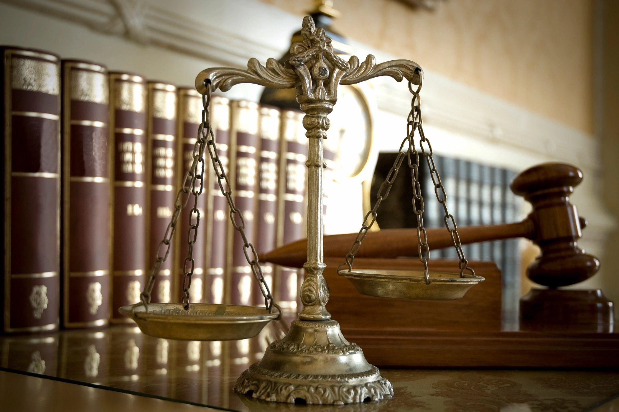 Scales of justice in a law office